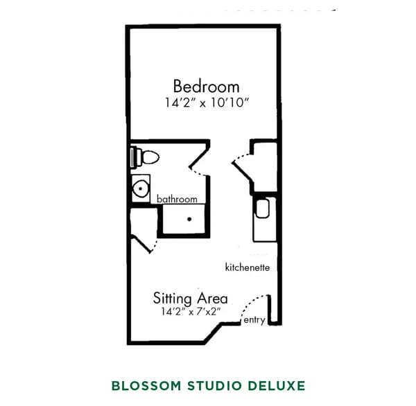 item Floor Plans and Virtual Tour Apartments_Blossom Studio Deluxe Floor Plan