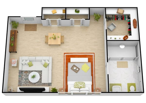Deluxe studio floor plan at Orchard Ridge Residences