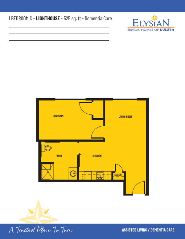 1 Bedroom C Lighthouse 525Sqft - Elysian Of Duluth Floor Plan