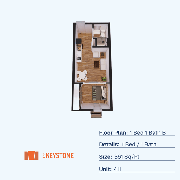 1 Bed 1 Bath B