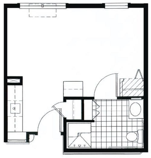 Assisted Living Studio B Floorplan