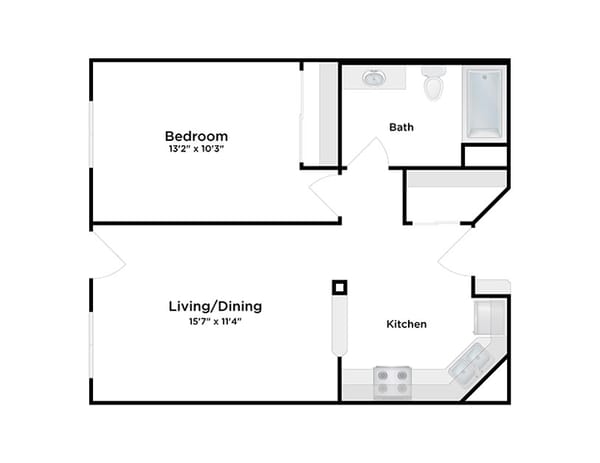 Architectural floor plan of a resident unit layout