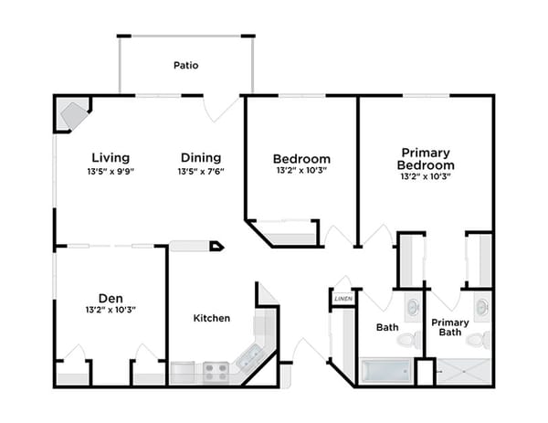 Architectural floor plan with room dimensions