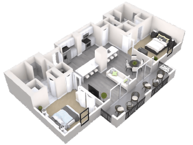 Architectural floor plan of a resident apartment layout