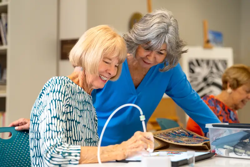 Residents engaging in an arts and crafts activity