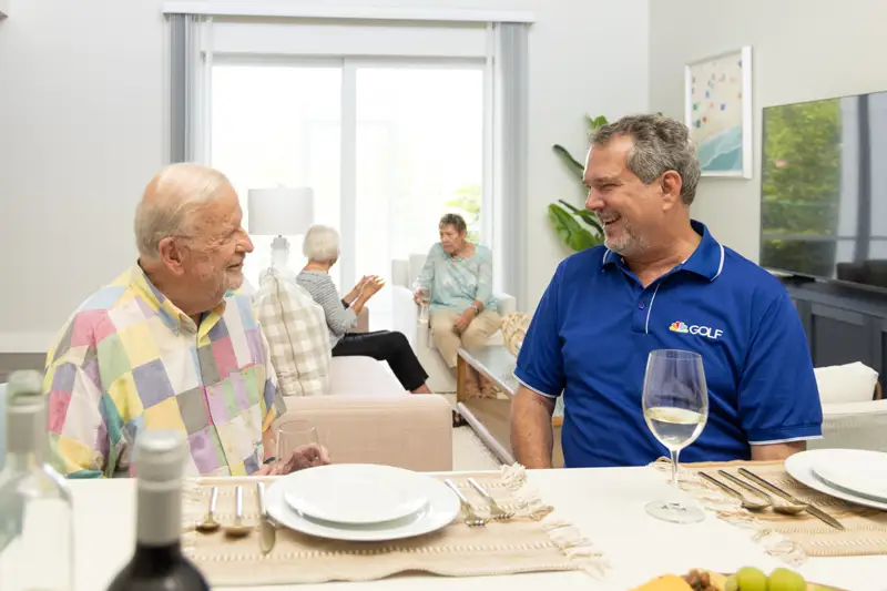 Residents enjoying conversation in a common area