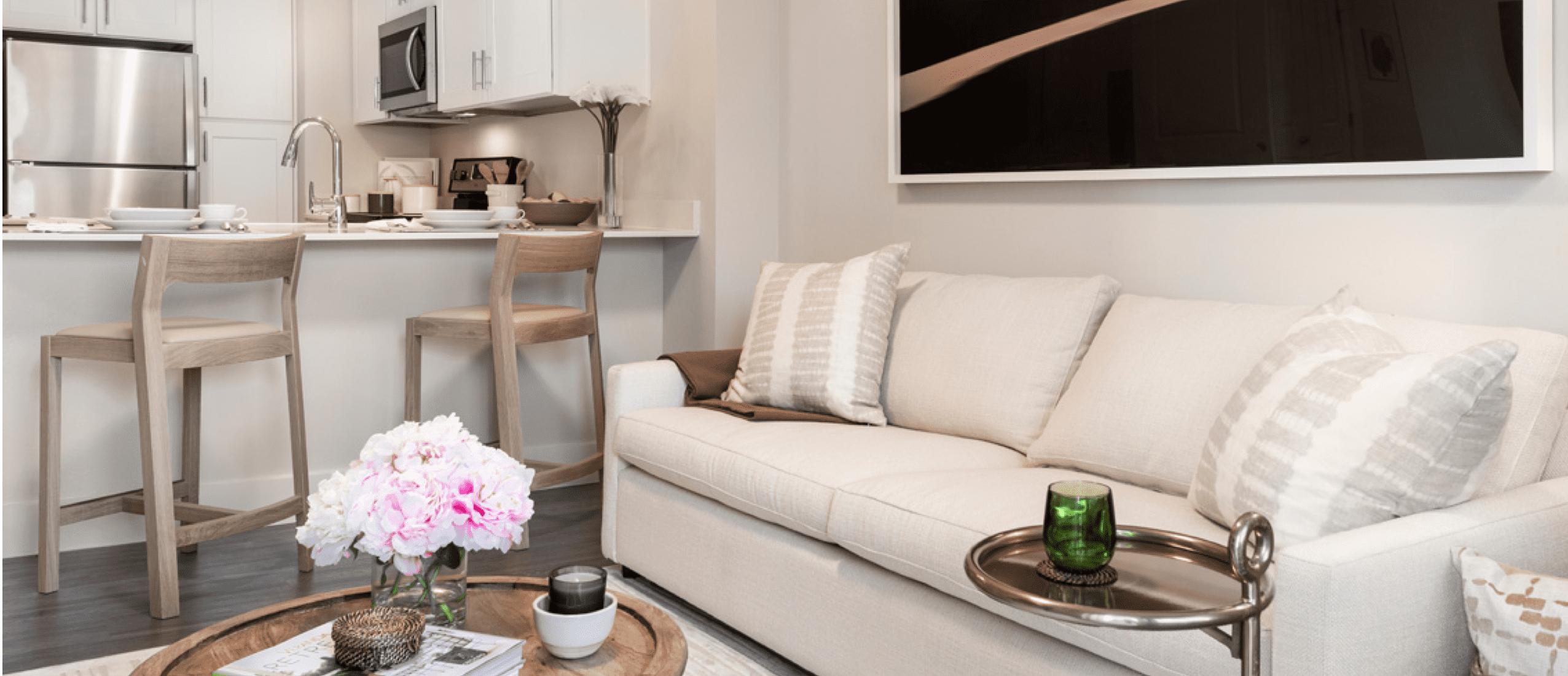Stylish interior of a living space within the facility