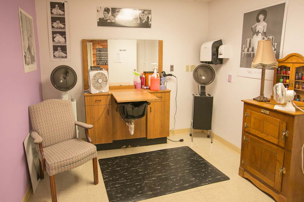 Hair salon area in assisted living facility