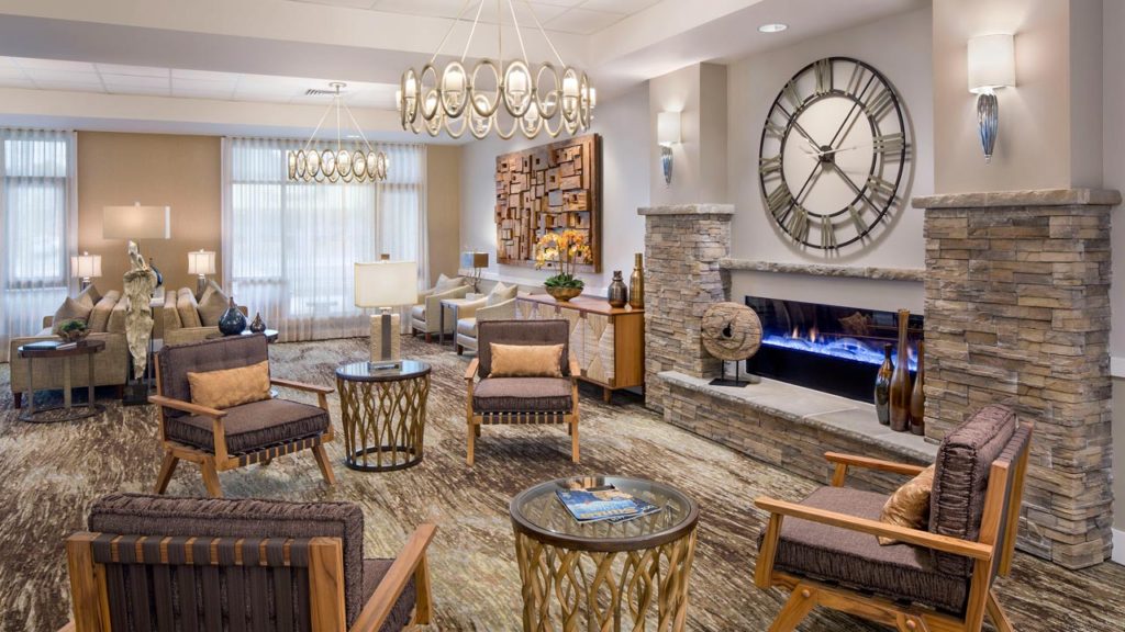 Common area lounge with elegant furnishings