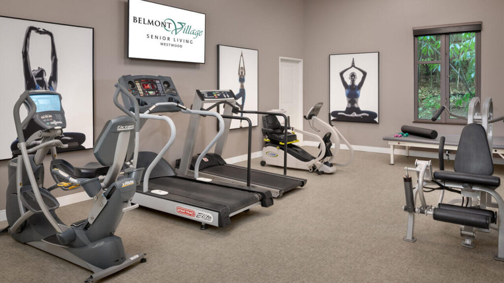 Well-equipped fitness room with exercise machines
