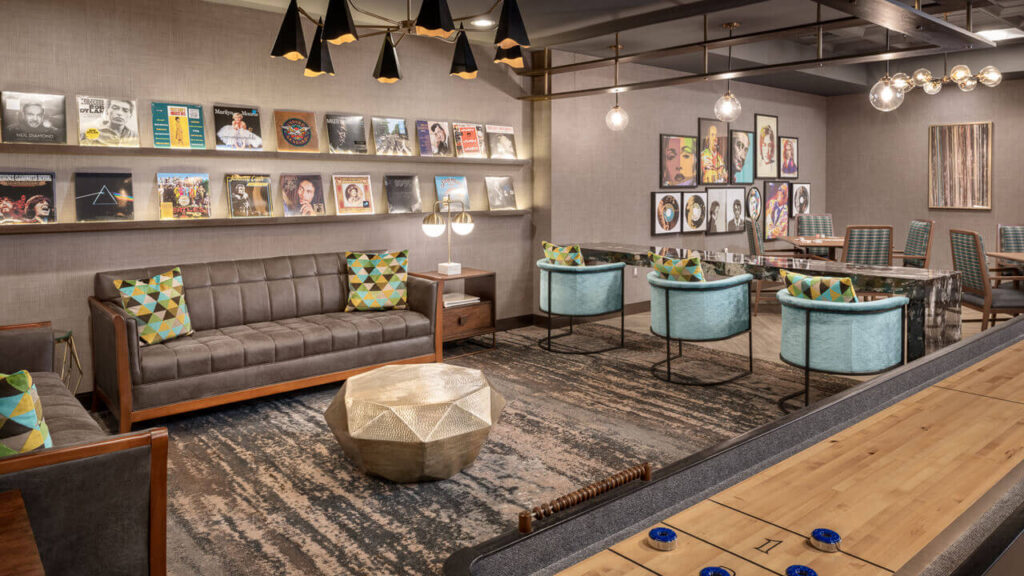 Interior common area with seating and artwork