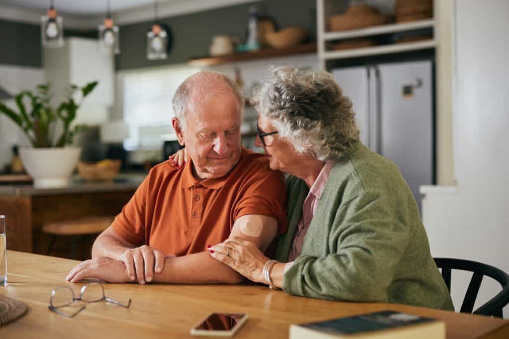 Couple enjoying a moment at a dining table