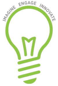 Logo with a light bulb design and motivational text
