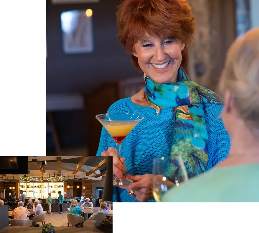 Residents enjoying drinks in a common area