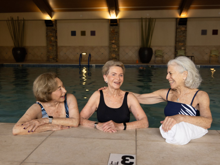 Residents enjoying a swim in the pool