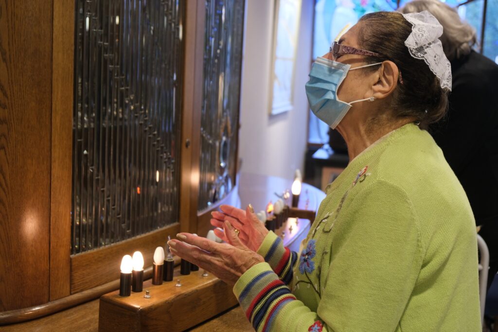 Resident interacting with an indoor display