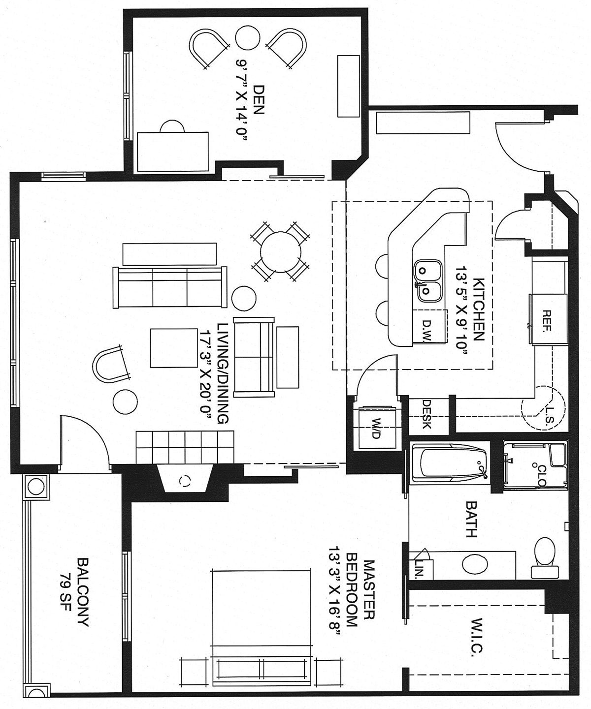 Architectural floor plan of a residential unit