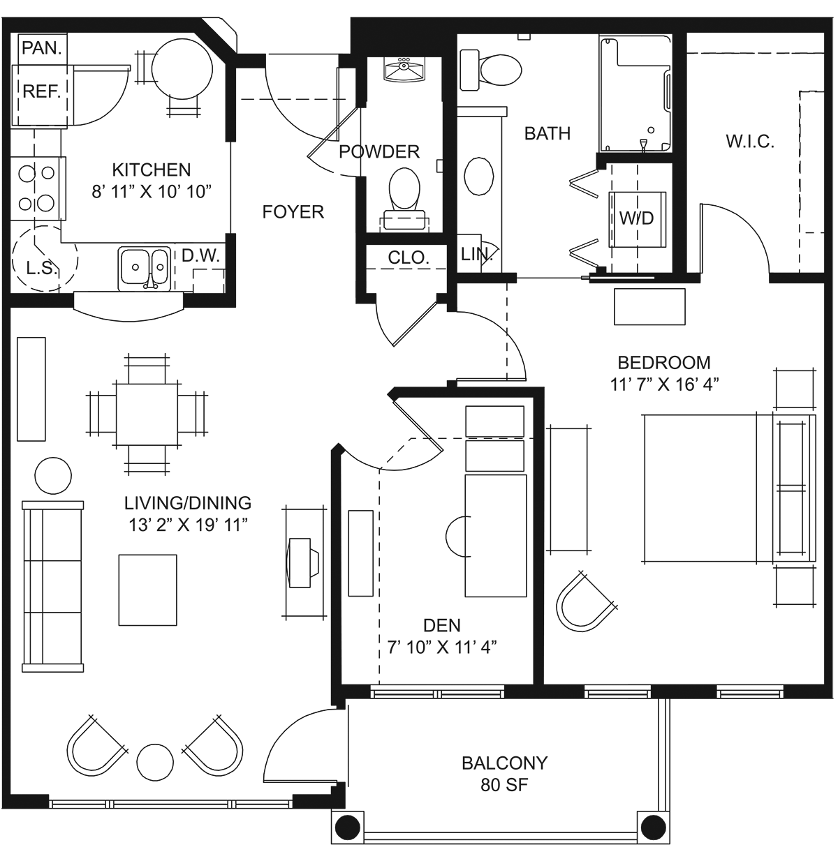 Architectural floor plan of a residential unit