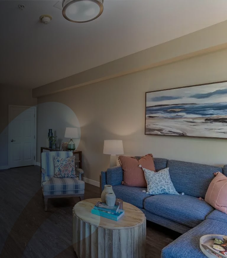 Cozy common area with seating and decor.