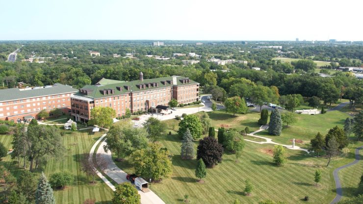 Aerial view of Cerenity Humboldt's building and grounds.