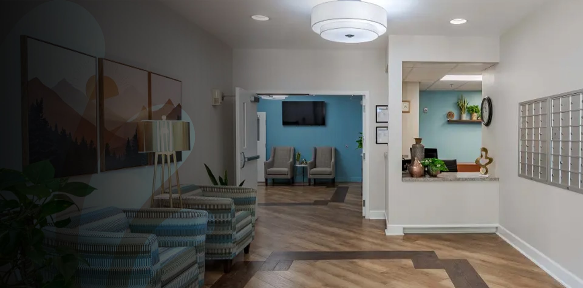 Welcoming interior lobby area with seating