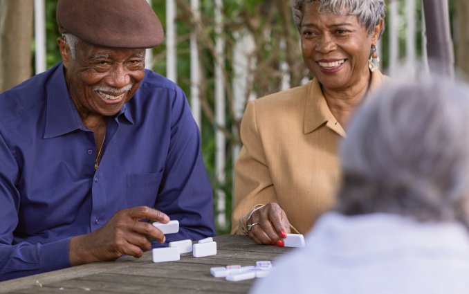 Residents enjoying a game outdoors