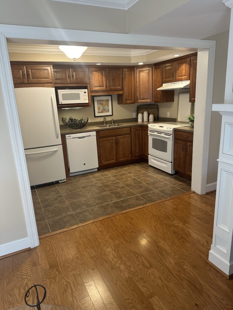 Bright and clean kitchen area in a living unit