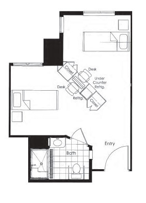 Architectural floor plan of a unit layout