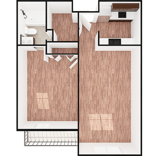 Architectural floor plan of a resident unit
