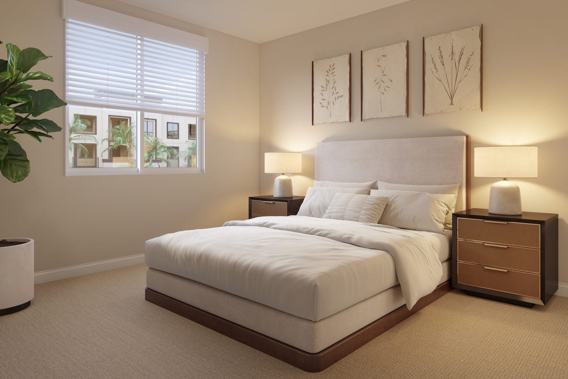 A well-decorated bedroom in a facility