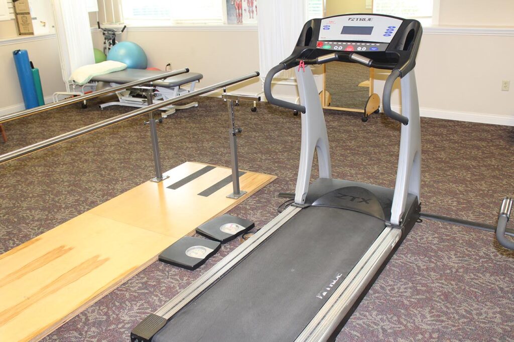 Rehabilitation room with exercise equipment