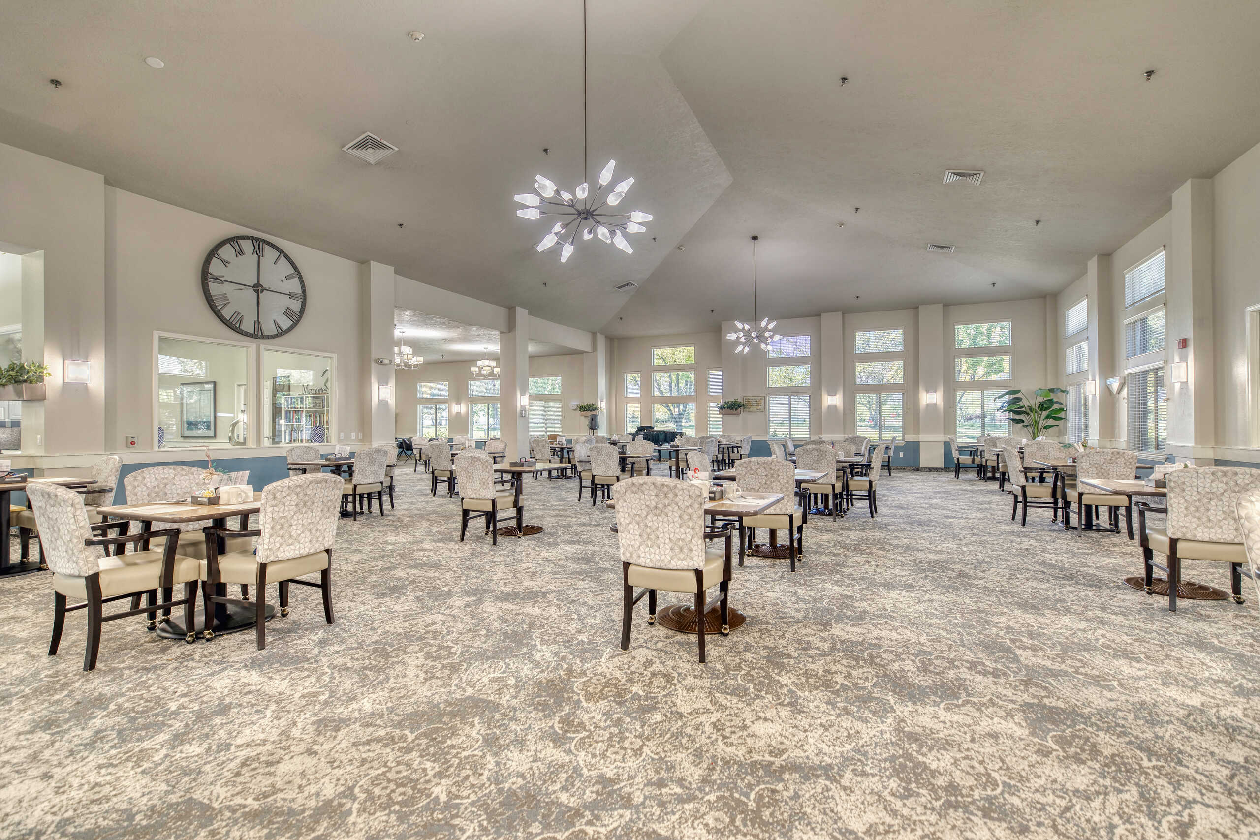 Dining area with elegant seating and decor