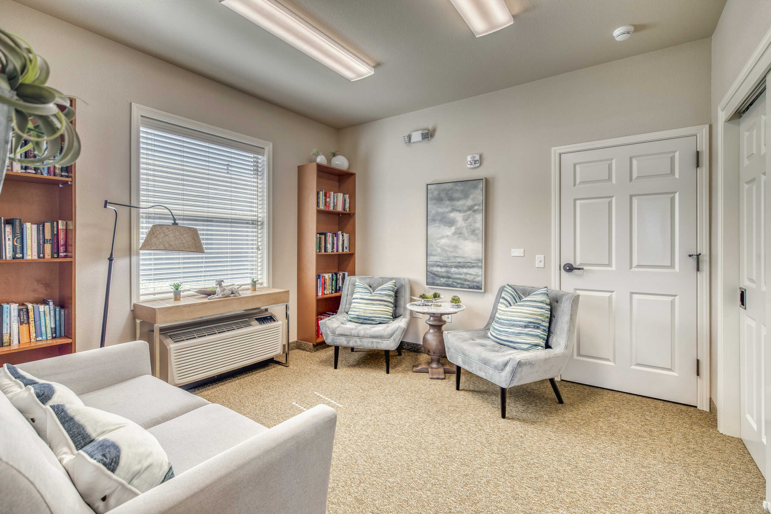 Cozy lounge area in an assisted living facility