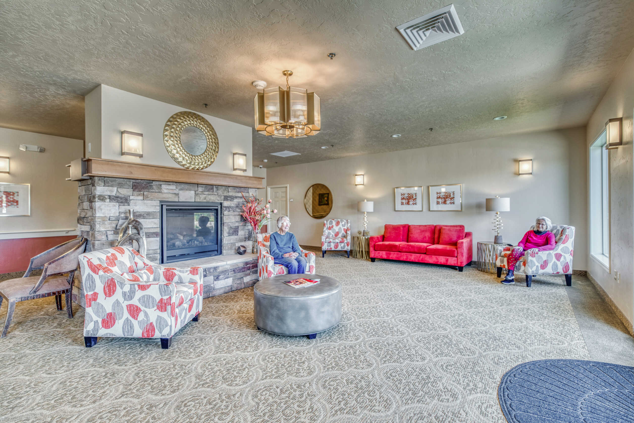 Residents relaxing in a cozy common area