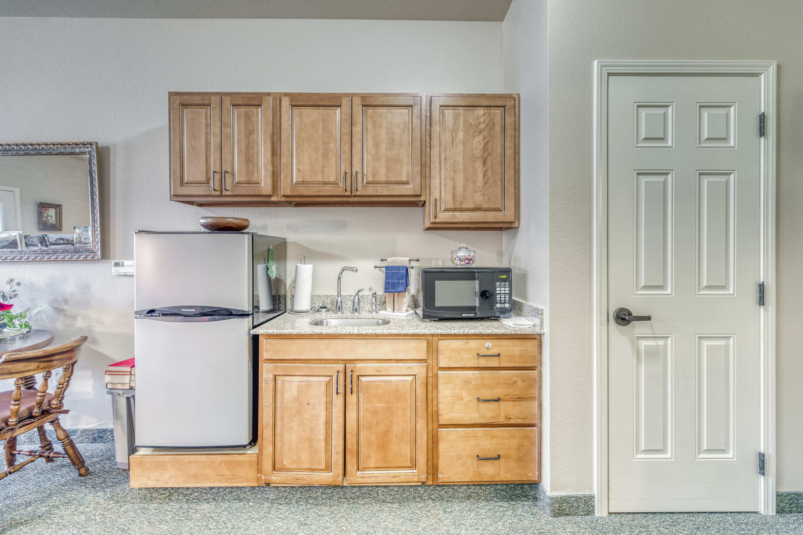 Interior kitchenette area in a resident unit