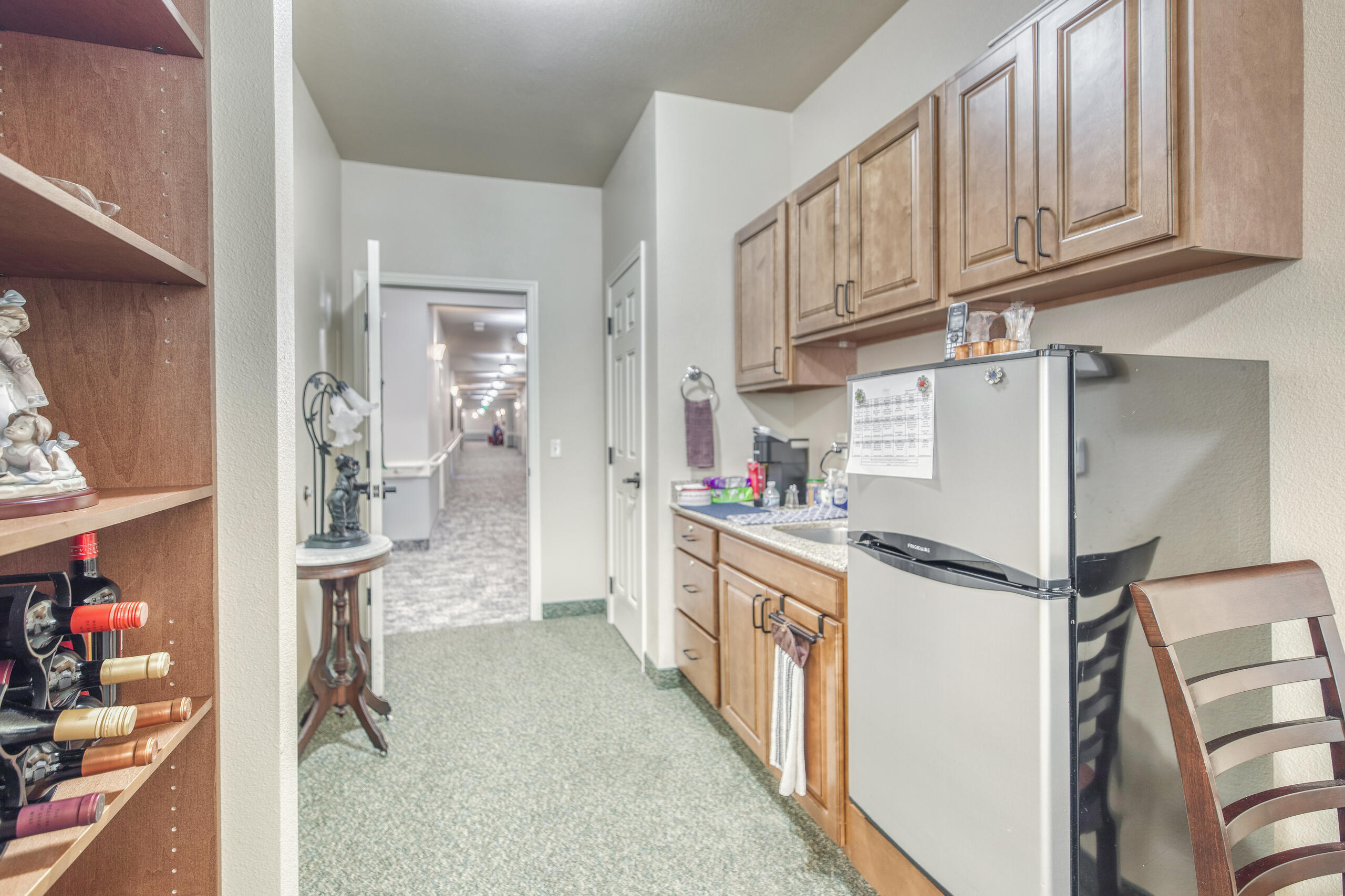 Interior view of a kitchen area in a resident unit