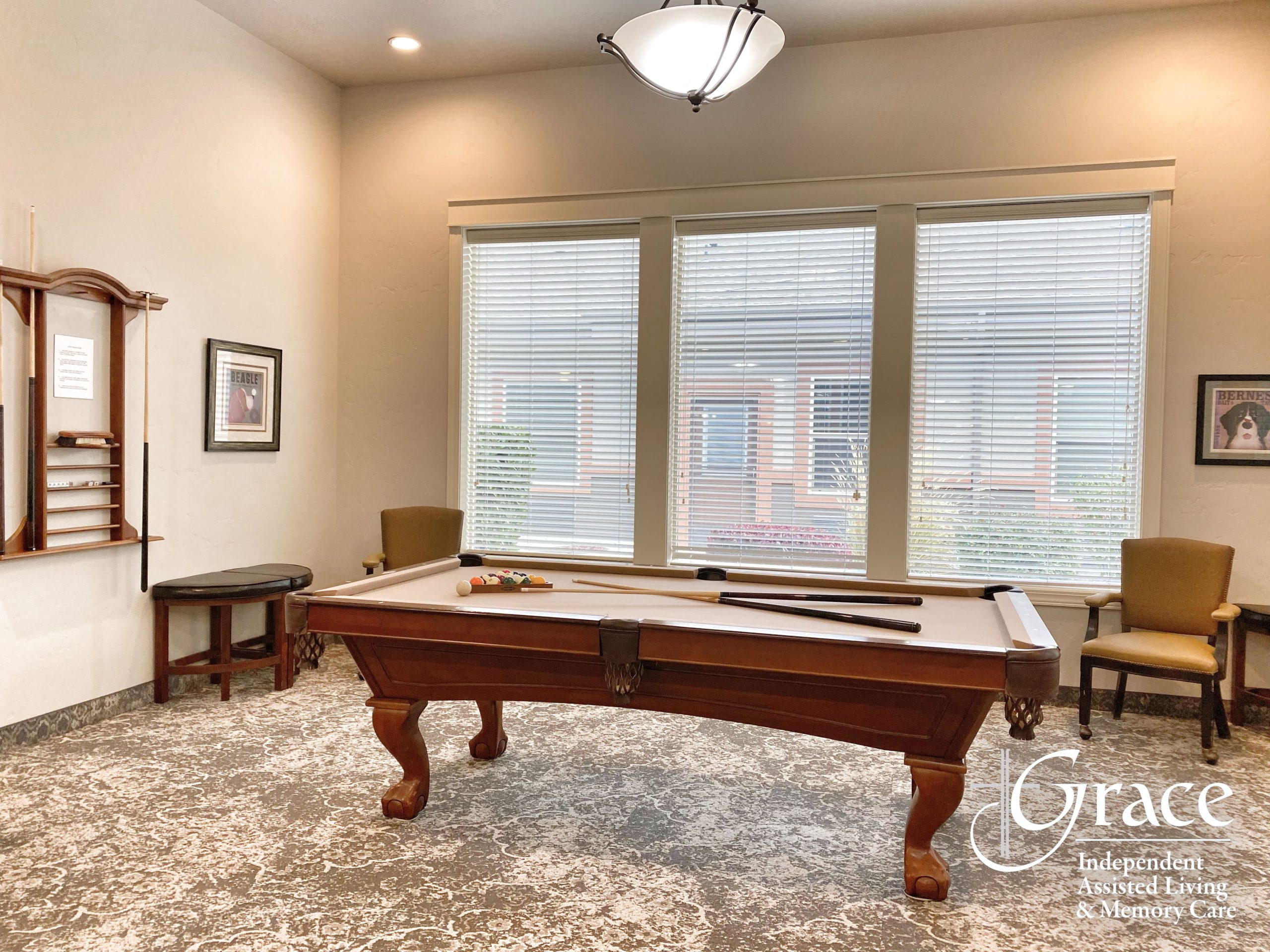 Interior common area with a pool table