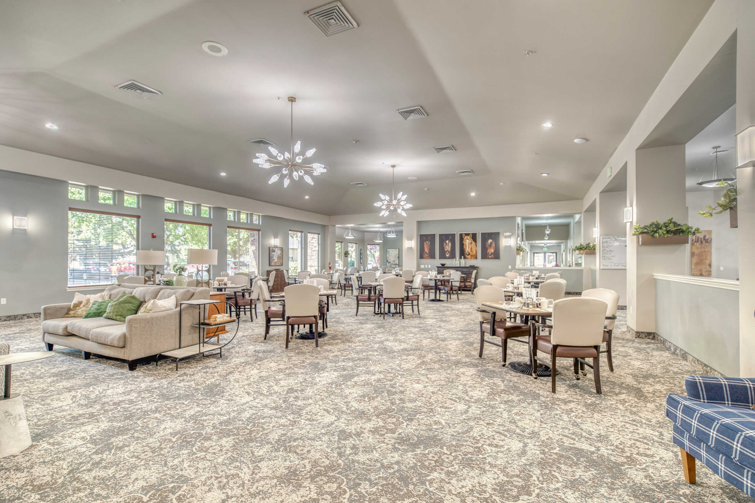 Bright common area with comfortable seating