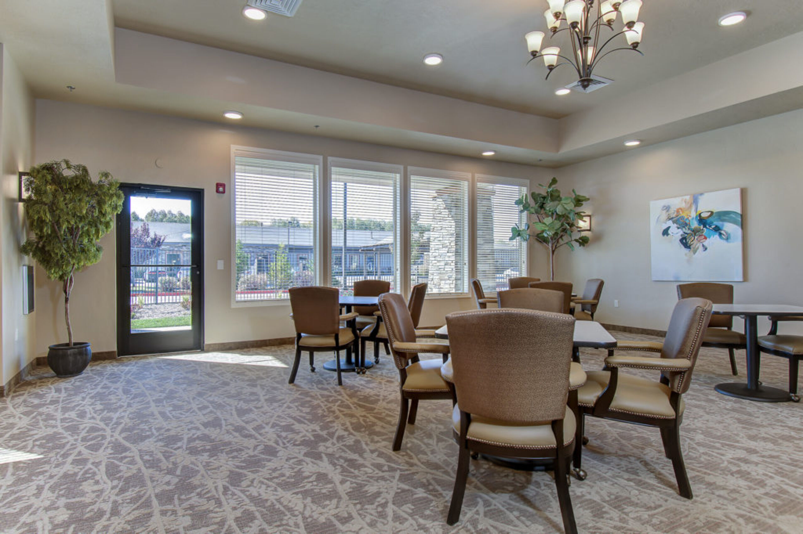 Comfortable common area in a senior living facility
