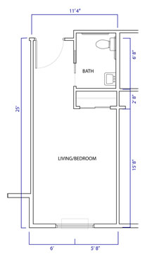 Architectural floor plan of a living space