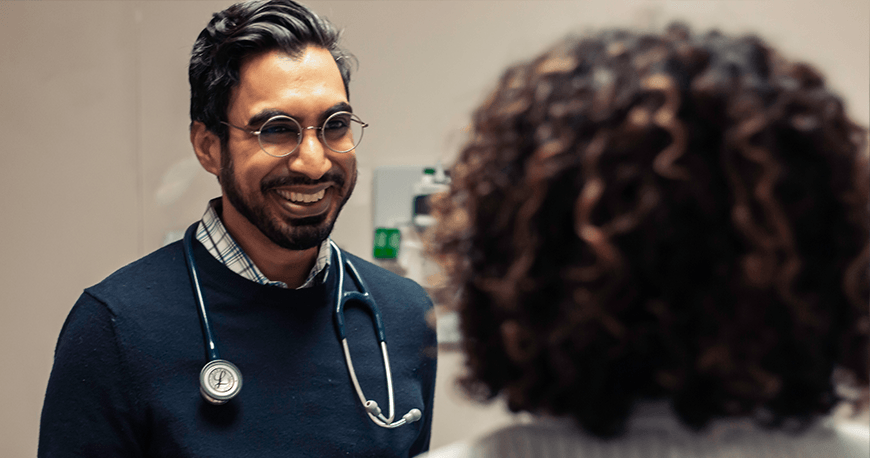Doctor interacting with a resident