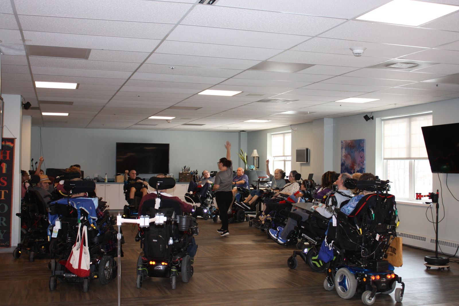 Residents enjoying an activity in a common area.