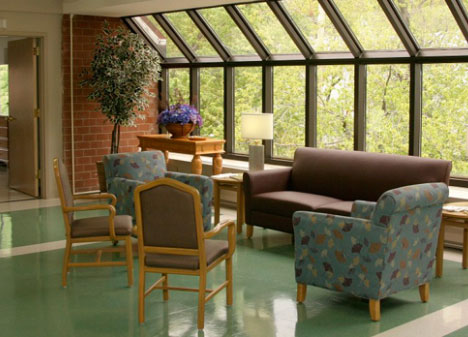 Interior common area with seating and natural light