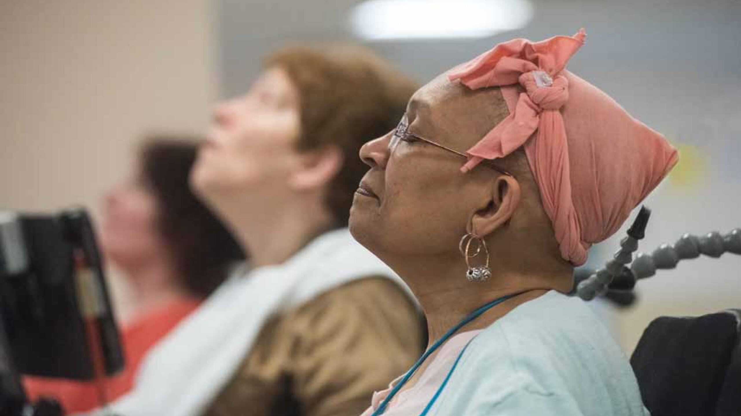 Residents enjoying a moment of reflection in a group setting.