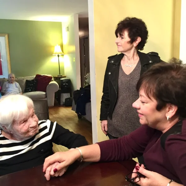 Engaging interaction among residents and staff.