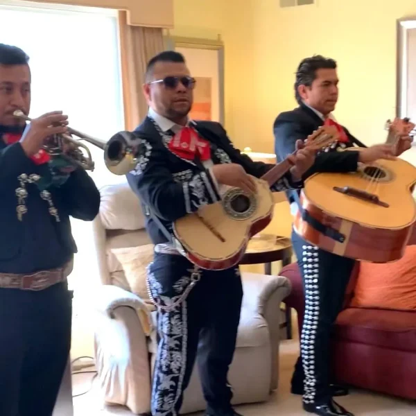 Musicians performing in a common area