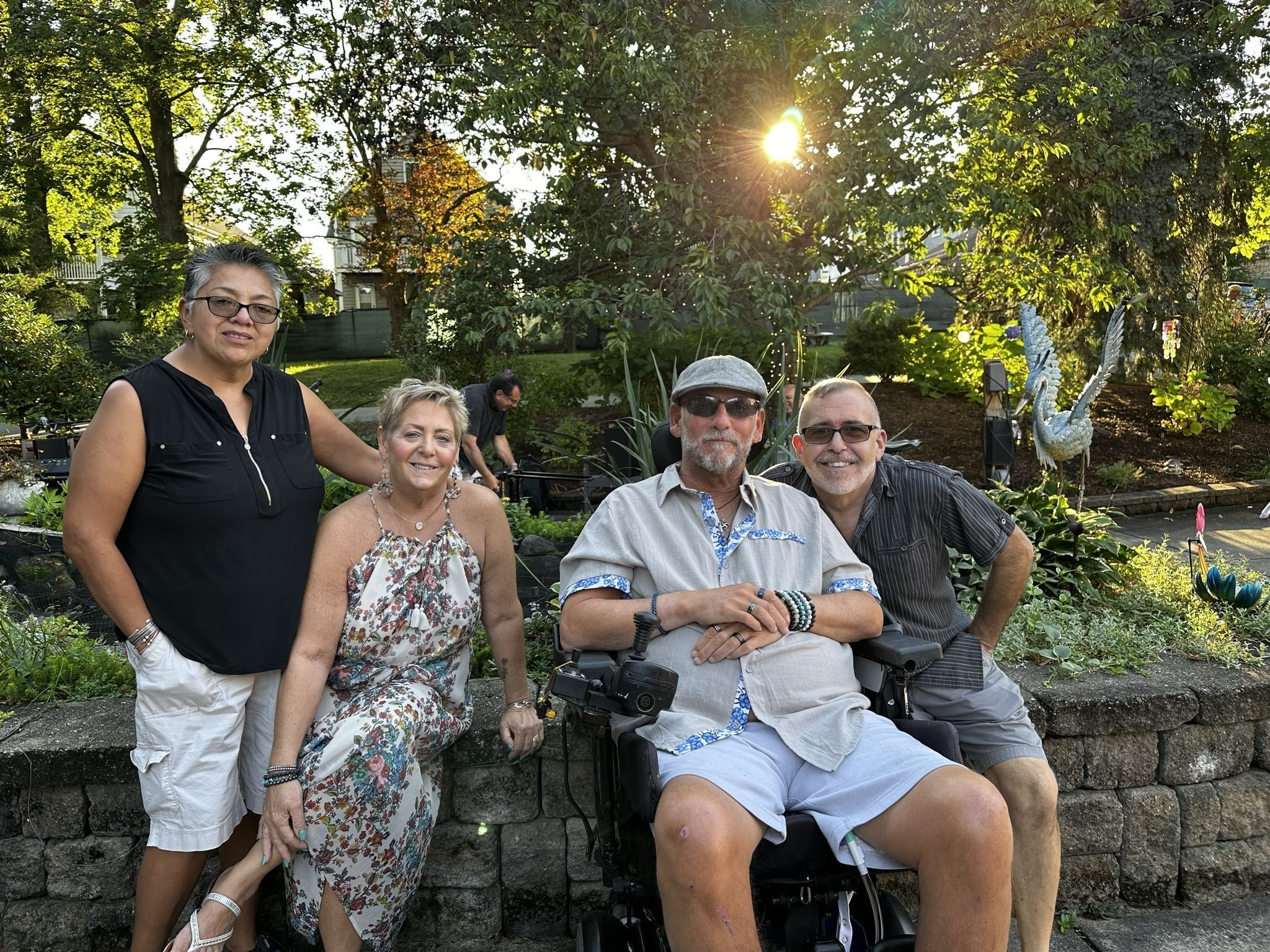 Group of residents enjoying outdoor space.