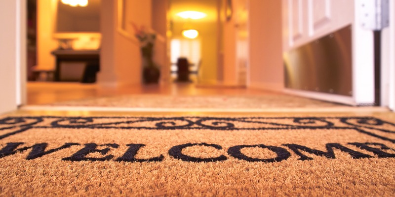 Welcome mat at facility entrance