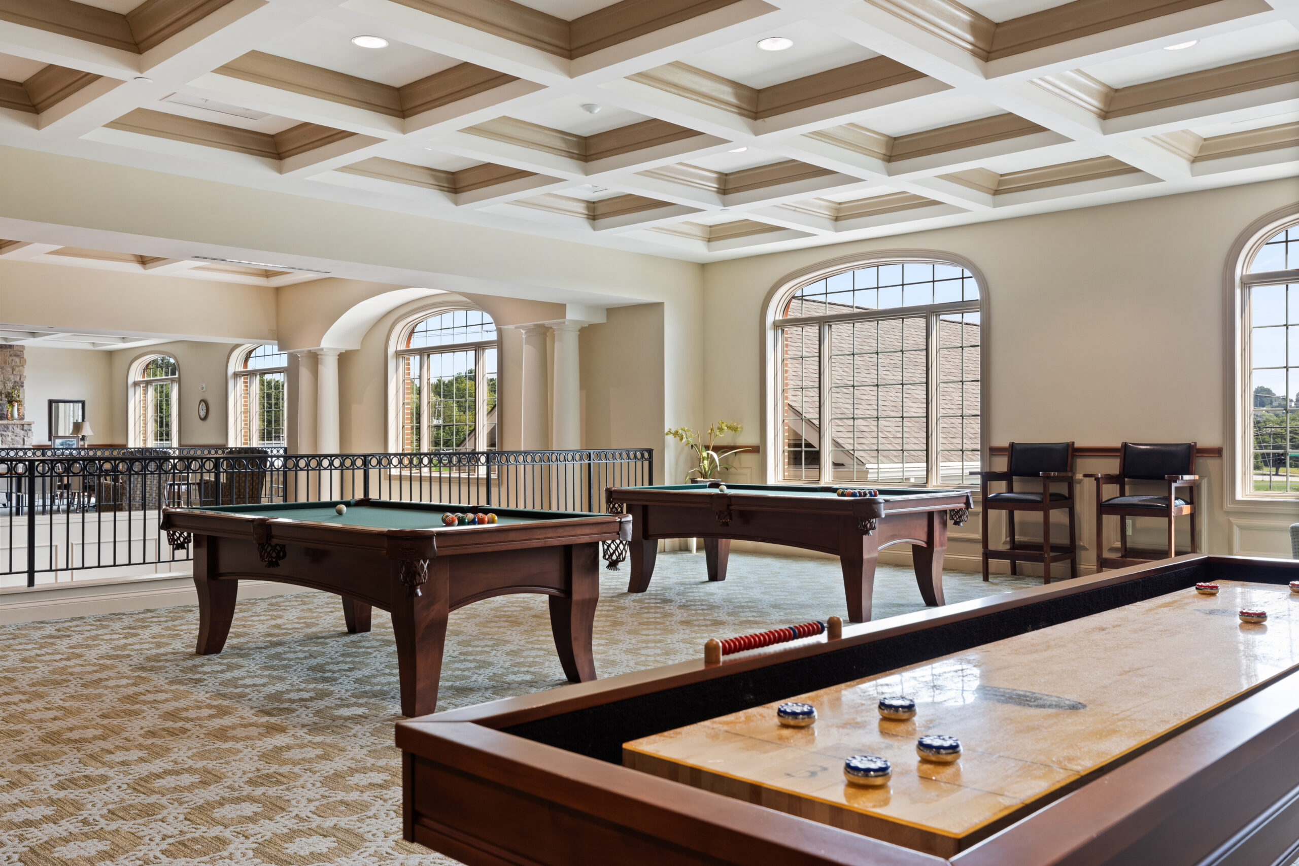 Interior view of a common area with games.