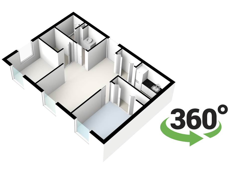 Architectural floor plan with 360° view indicator